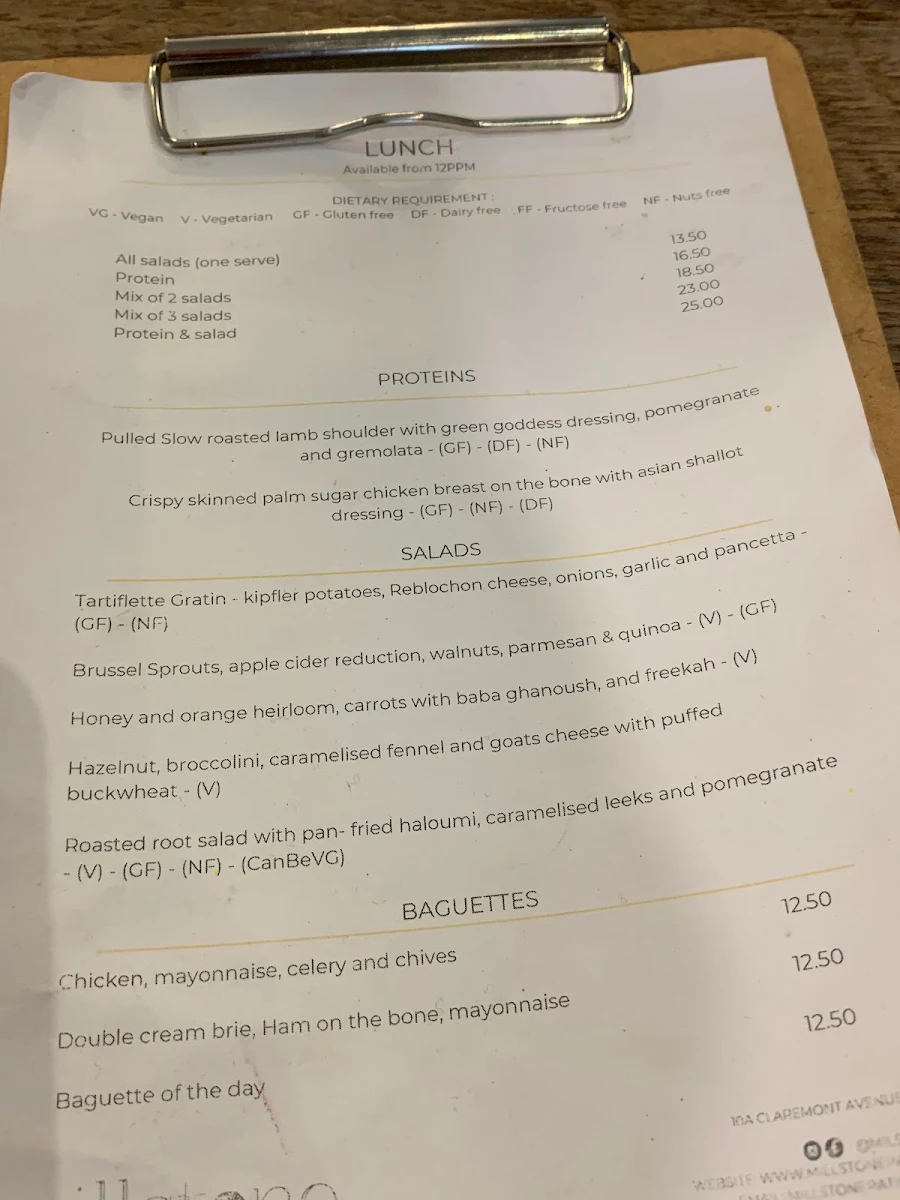 Menu, Millstone