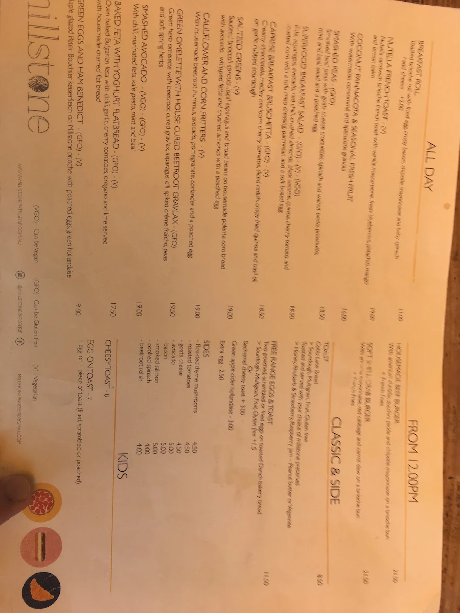 Menu, Millstone