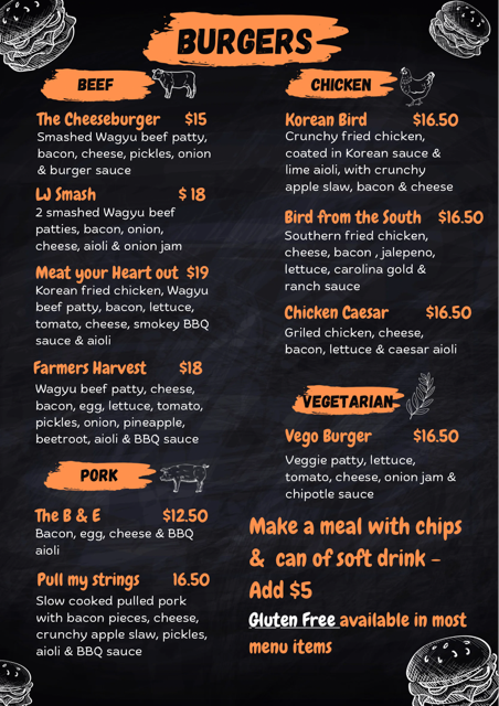 Menu, Lumberjack Grill