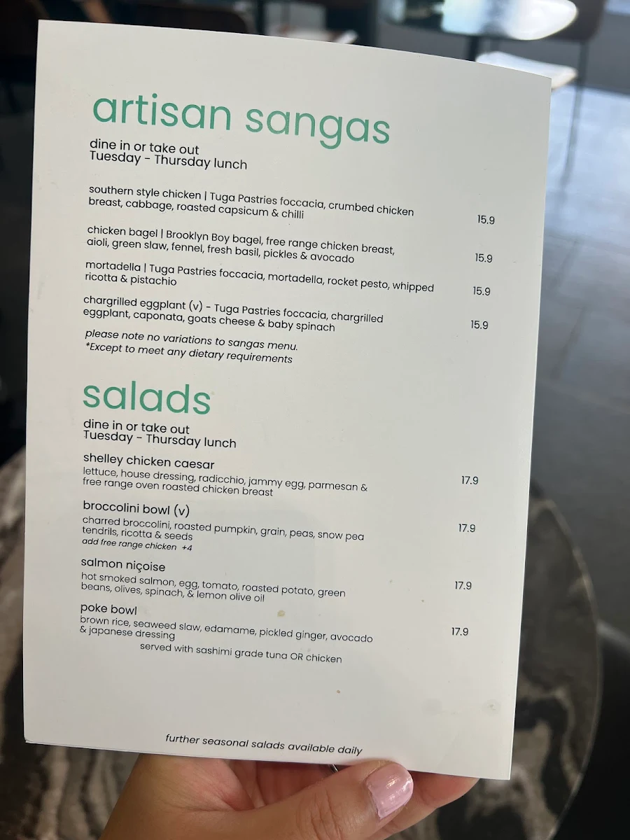 Menu, Shelley