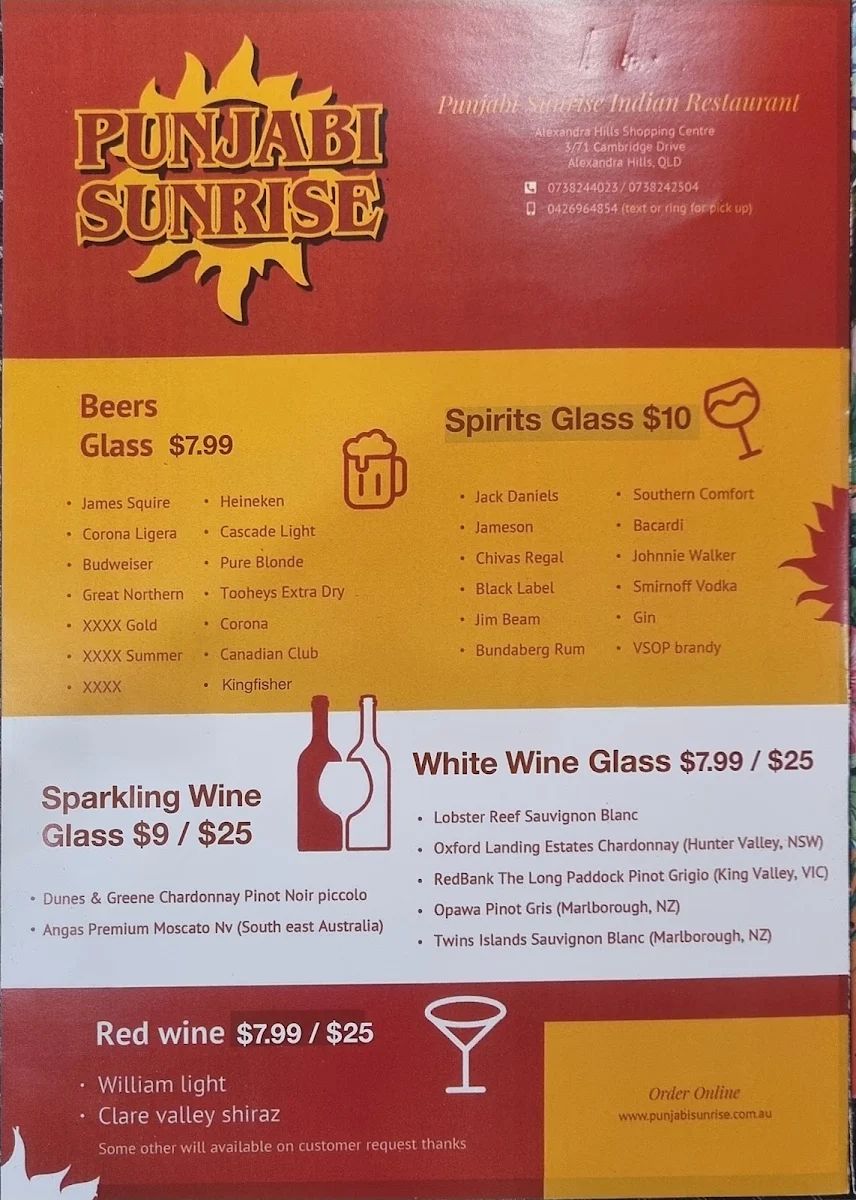 Menu, Punjabi Sunrise