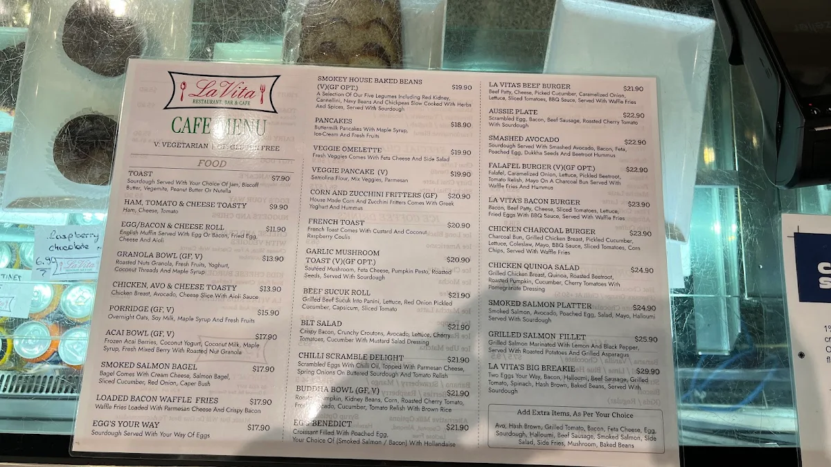 Menu, La Vita RESTAURANT, BAR & CAFE