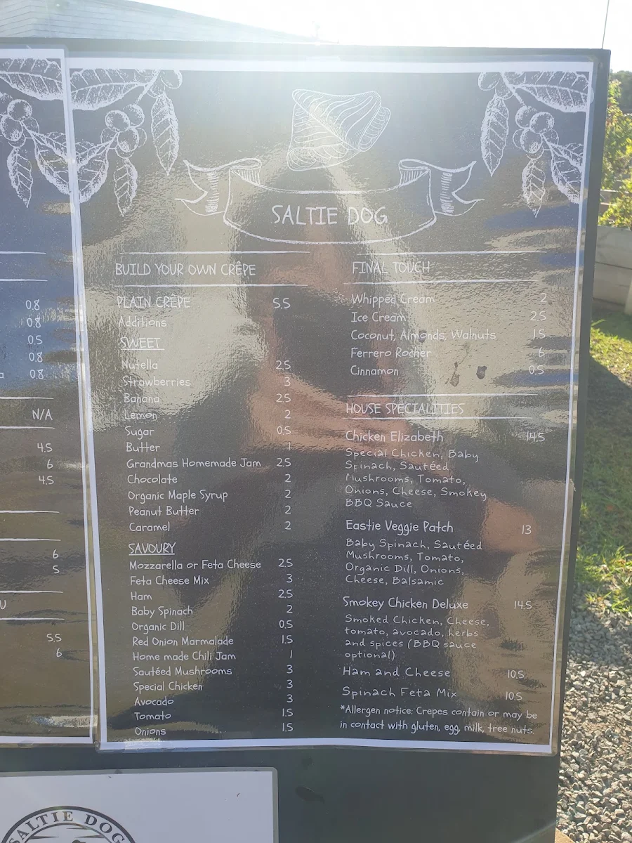 Menu, Saltie Dog - Coffee & Crêpes