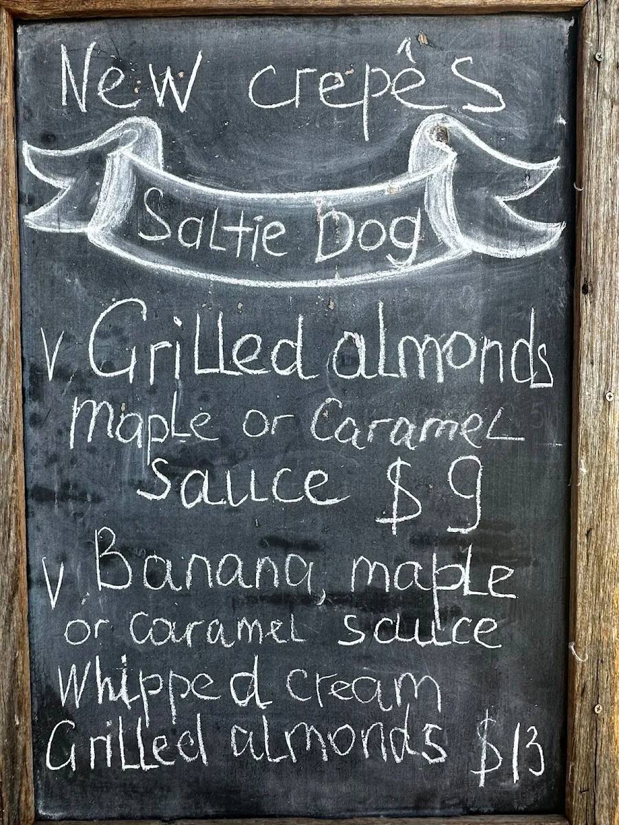 Menu, Saltie Dog - Coffee & Crêpes