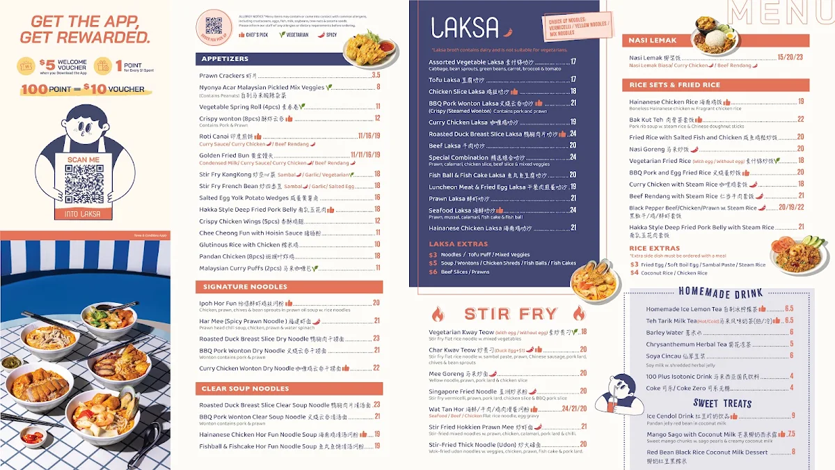 Menu, Into Laksa Waterloo