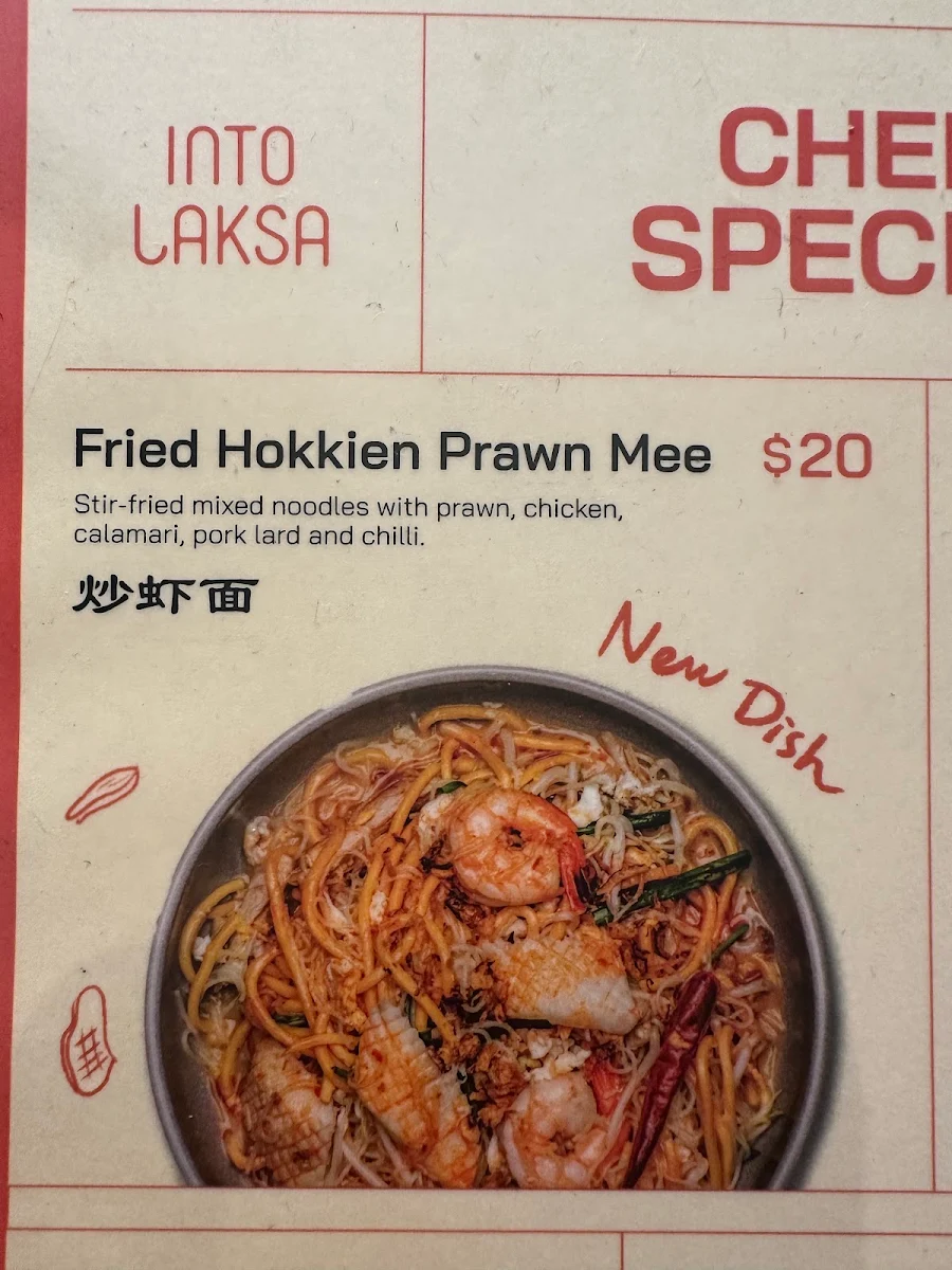 Menu, Into Laksa Waterloo