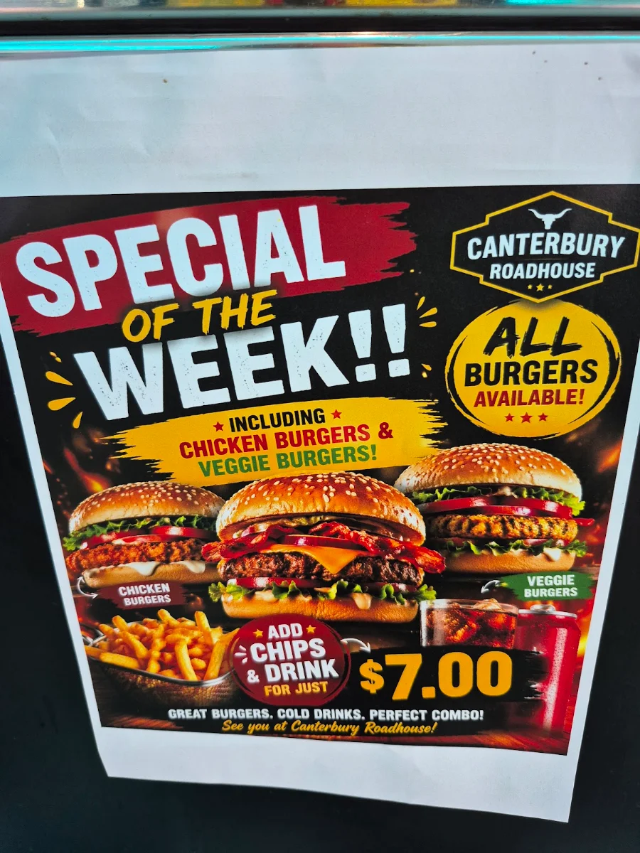 Menu, Canterbury Roadhouse