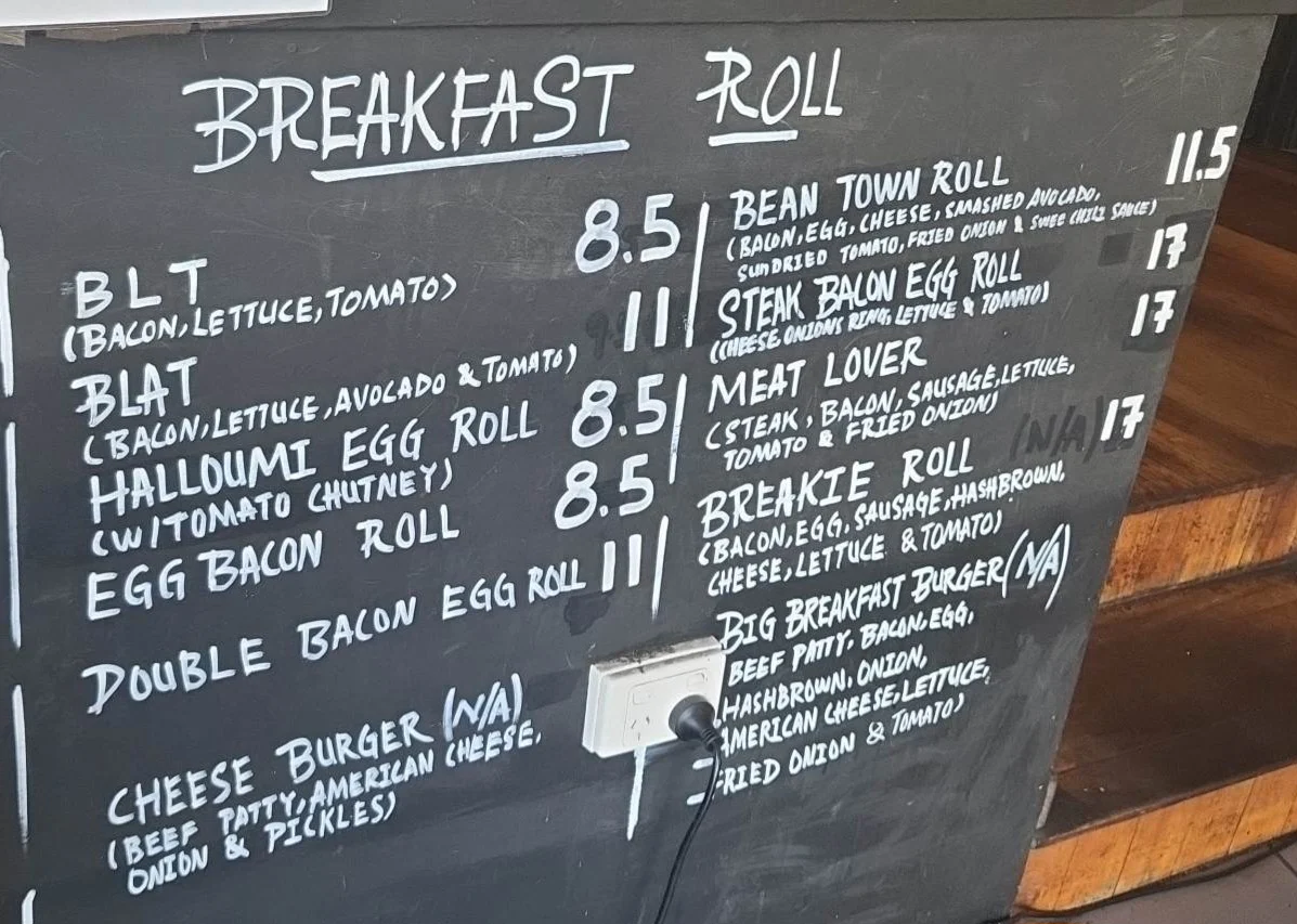 Menu, Beantown Cafe Newtown