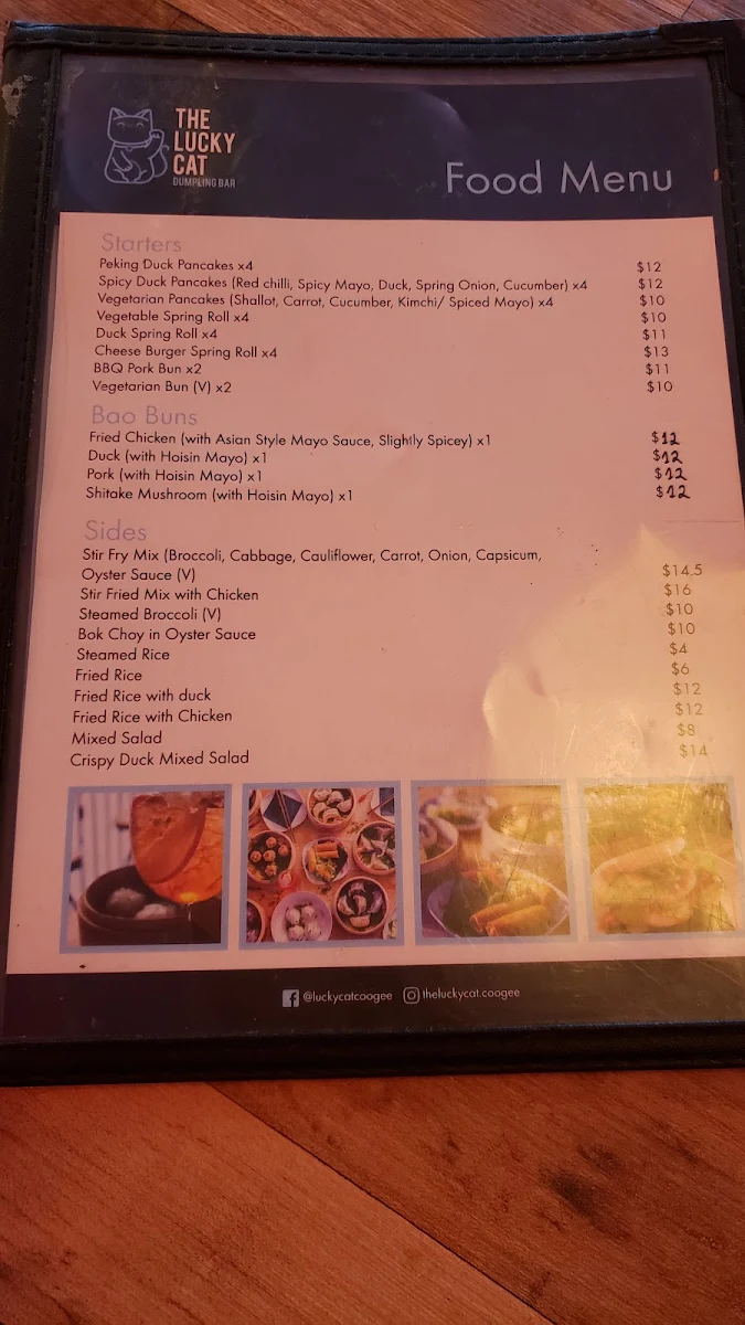 Menu, Lucky Cat, Dumpling Bar & Lounge