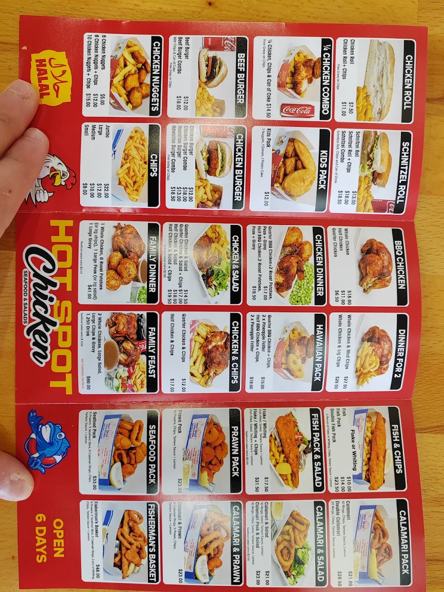 Menu, Hot Spot Chicken Dallas