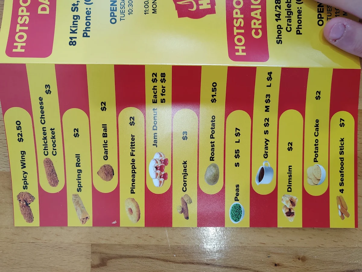 Menu, Hot Spot Chicken Dallas