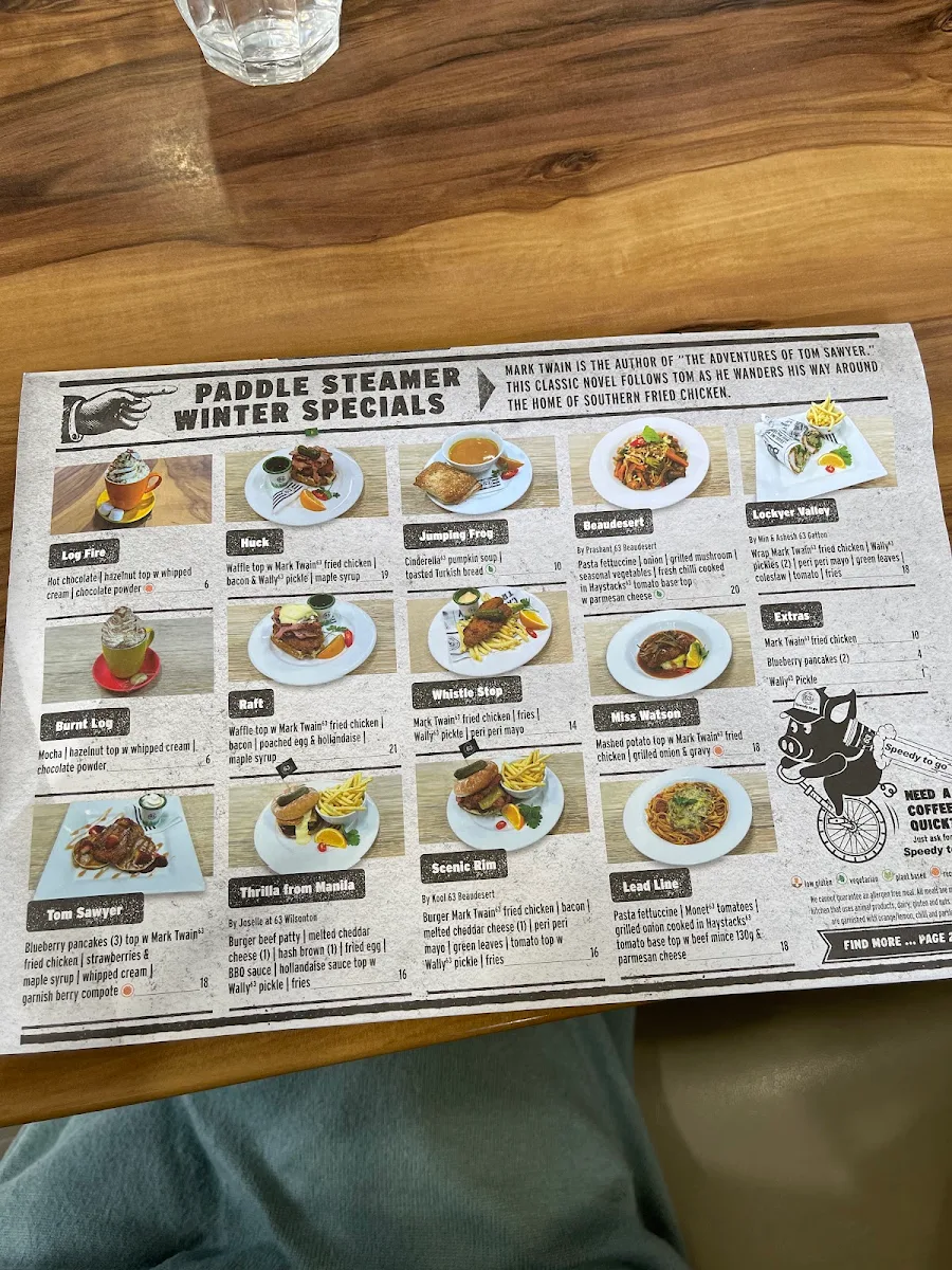 Menu, Cafe63 Springwood
