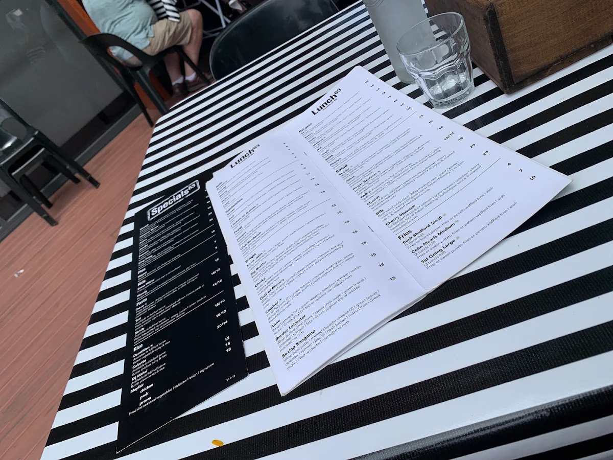 Menu, Cafe63 Springwood