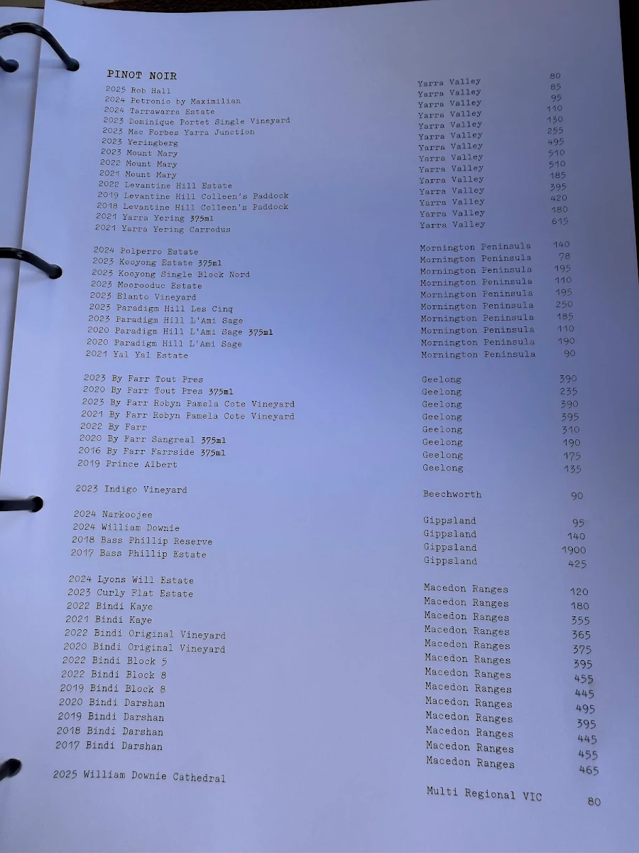 Menu, Botanical Hotel