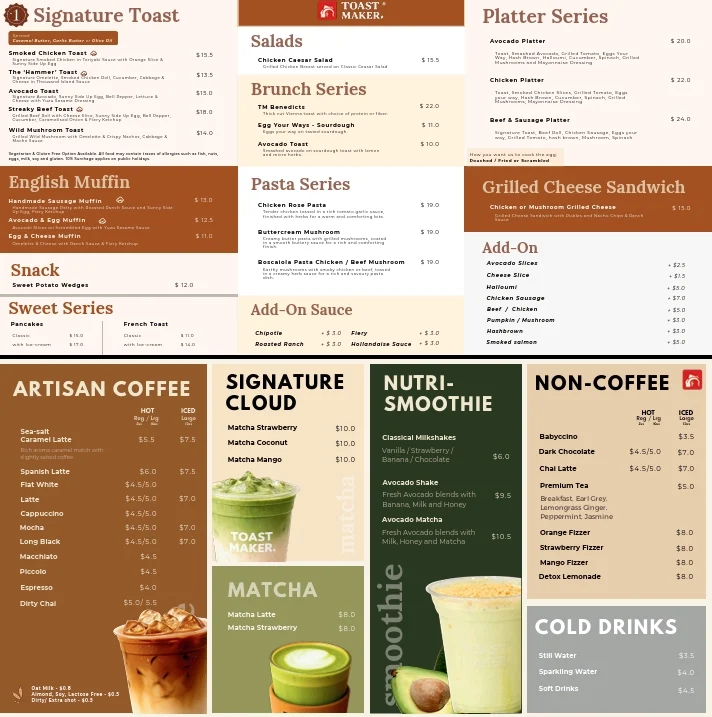 Menu, Toastmaker