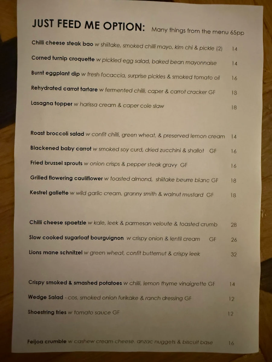 Menu, Ballard’s