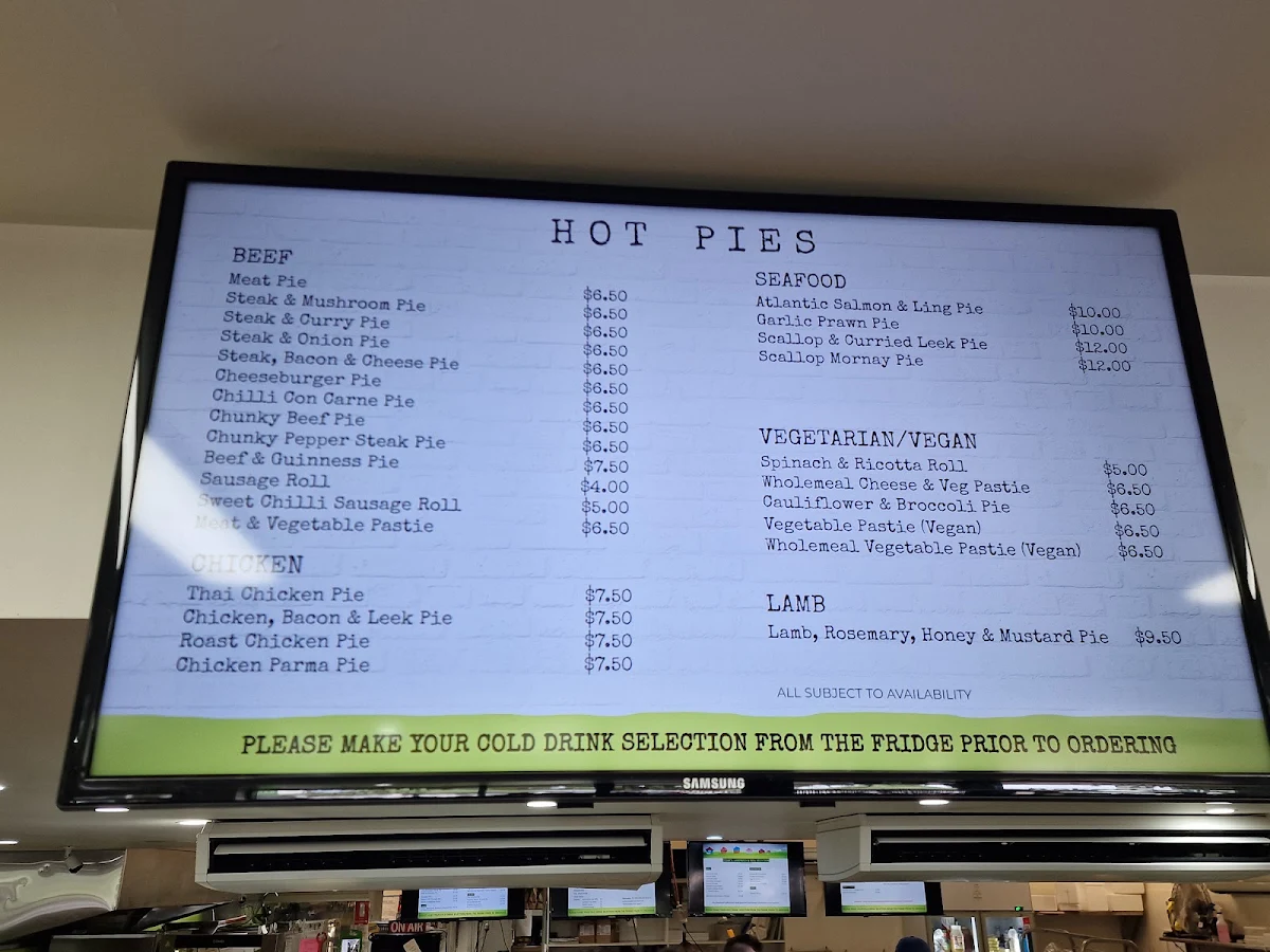 Menu, Apollo Bay Bakery