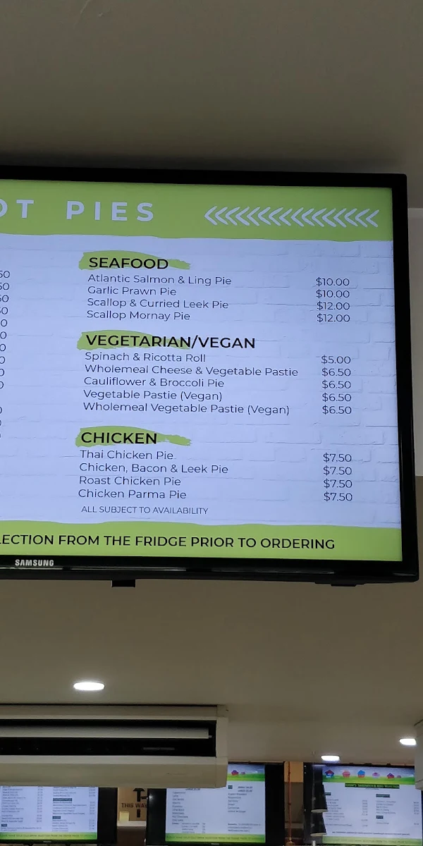 Menu, Apollo Bay Bakery