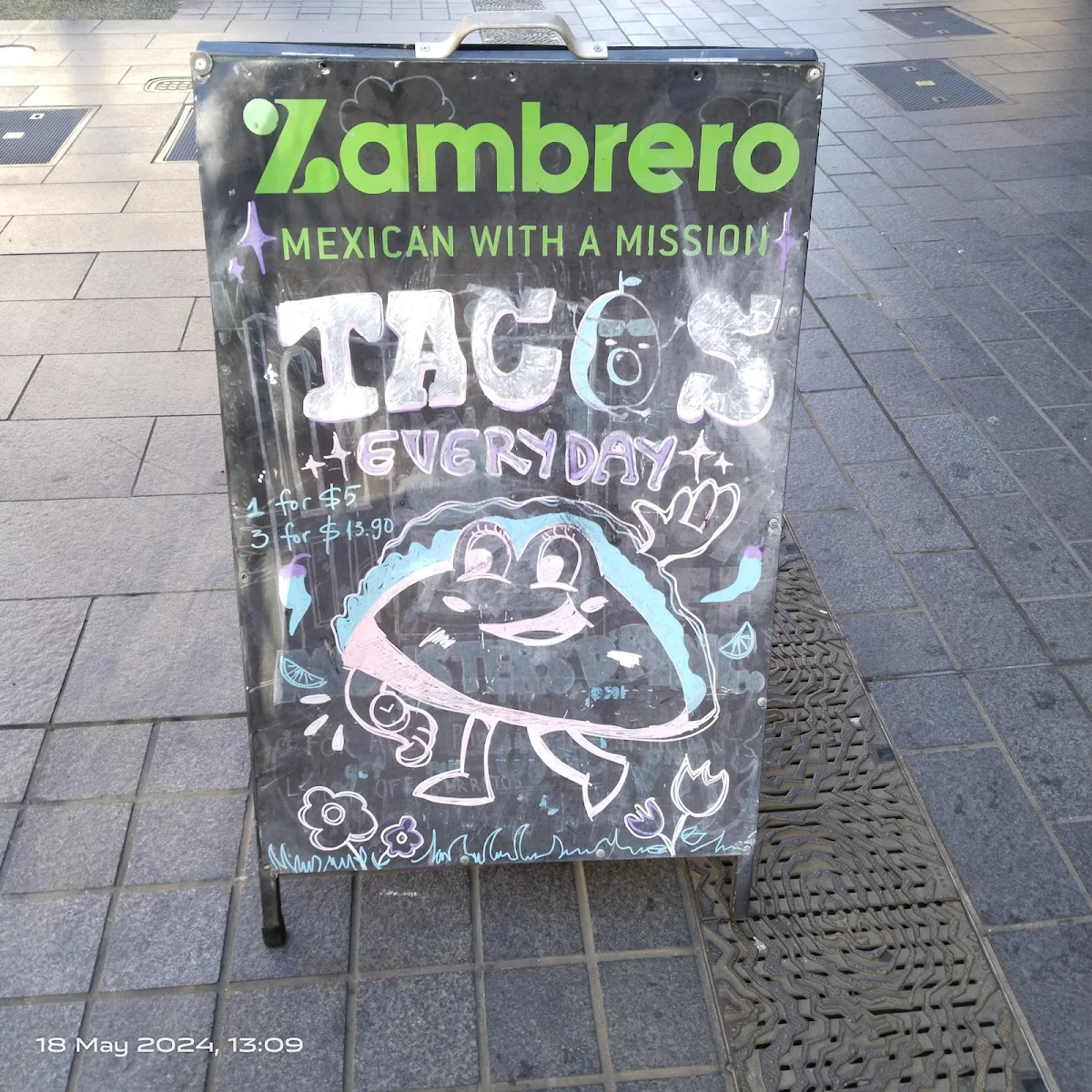 Menu, Zambrero Hindley Street