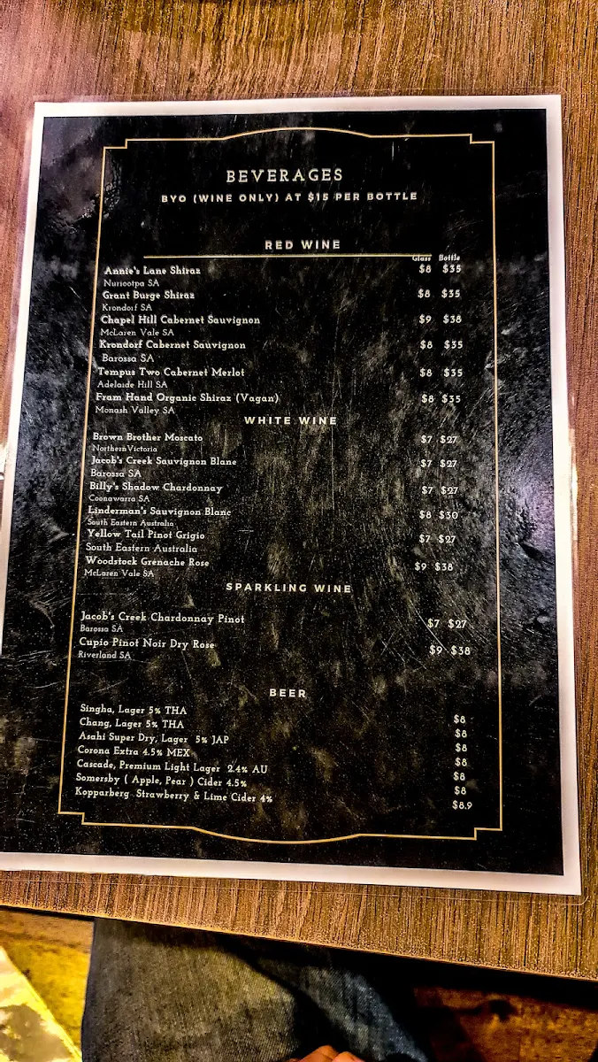 Menu, Christies Thai Cuisine