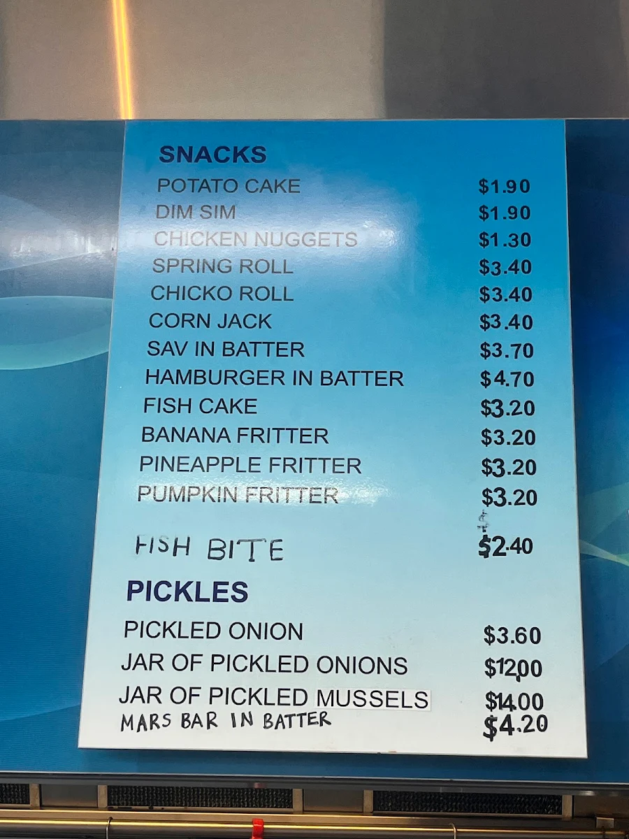 Menu, Tarneit West Fish and Chips