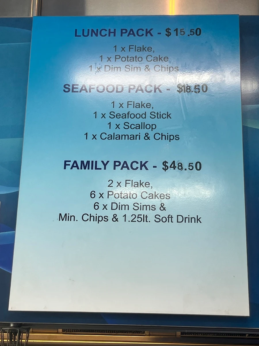 Menu, Tarneit West Fish and Chips