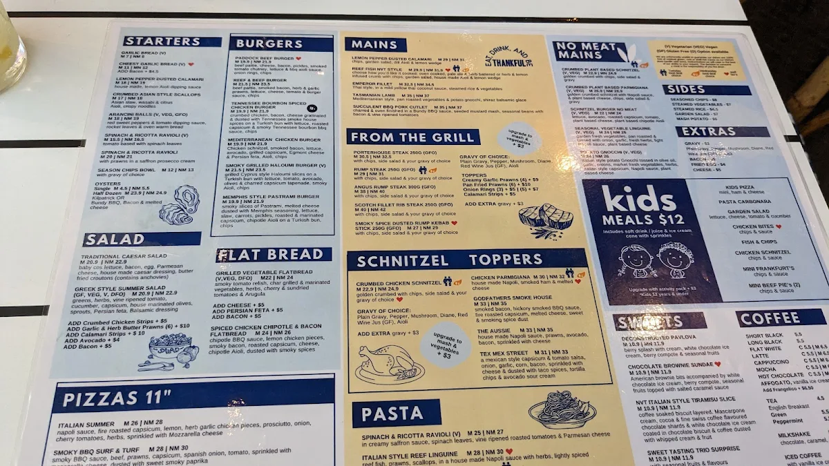Menu, Narangba Valley Tavern
