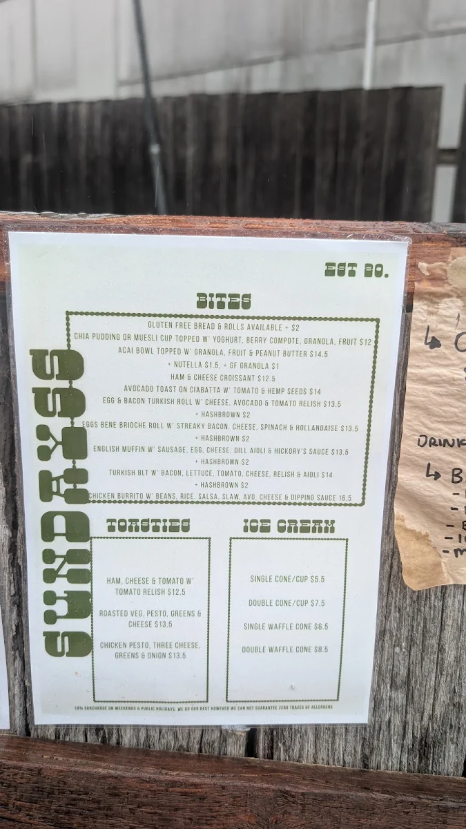 Menu, Sundayss