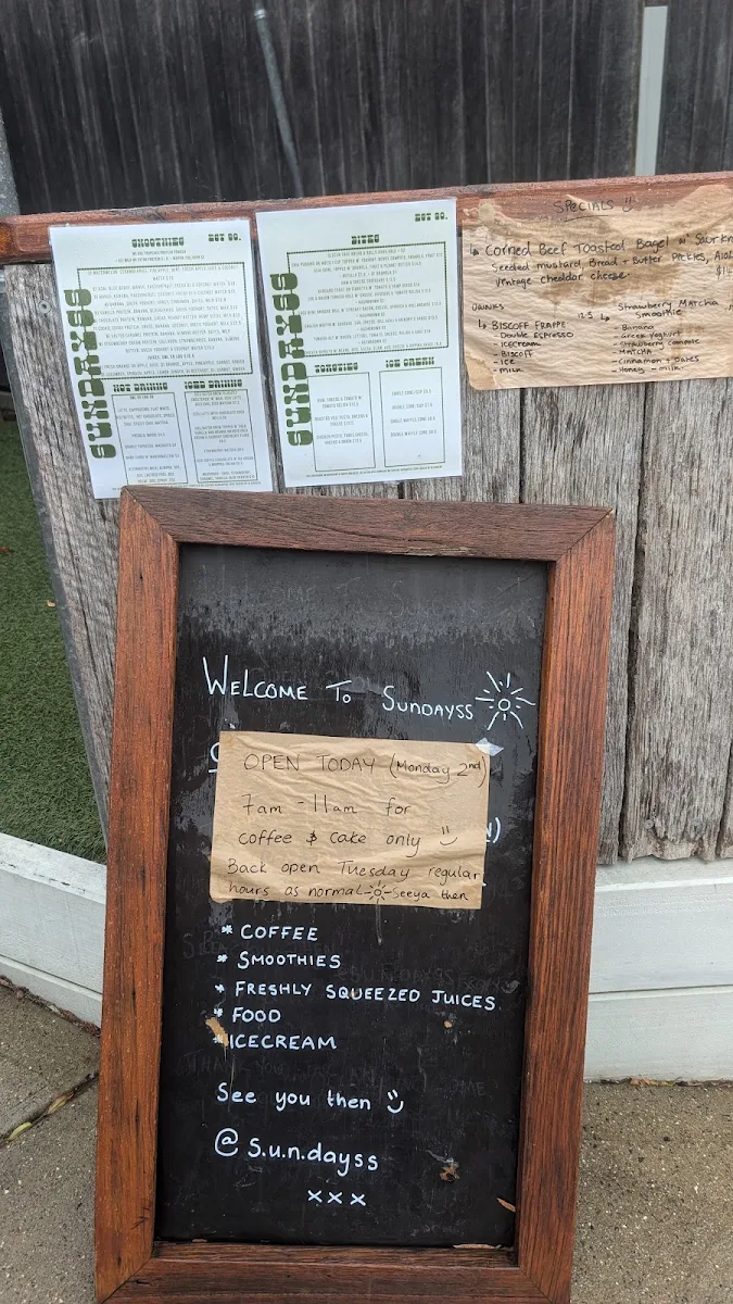 Menu, Sundayss