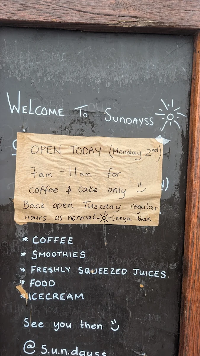 Menu, Sundayss