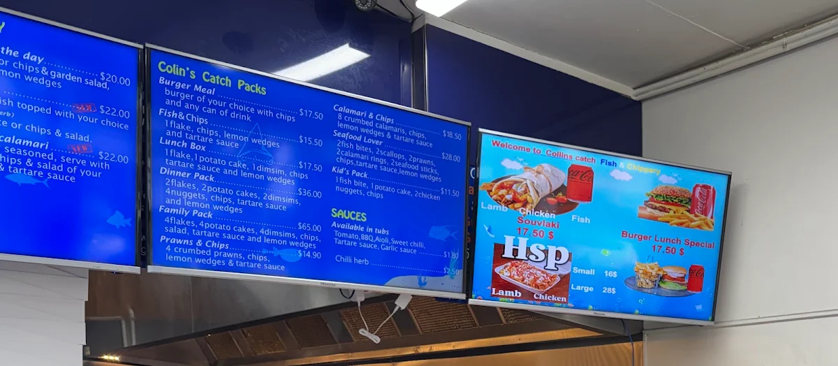 Menu, Colin's Catch Fish & Chippery
