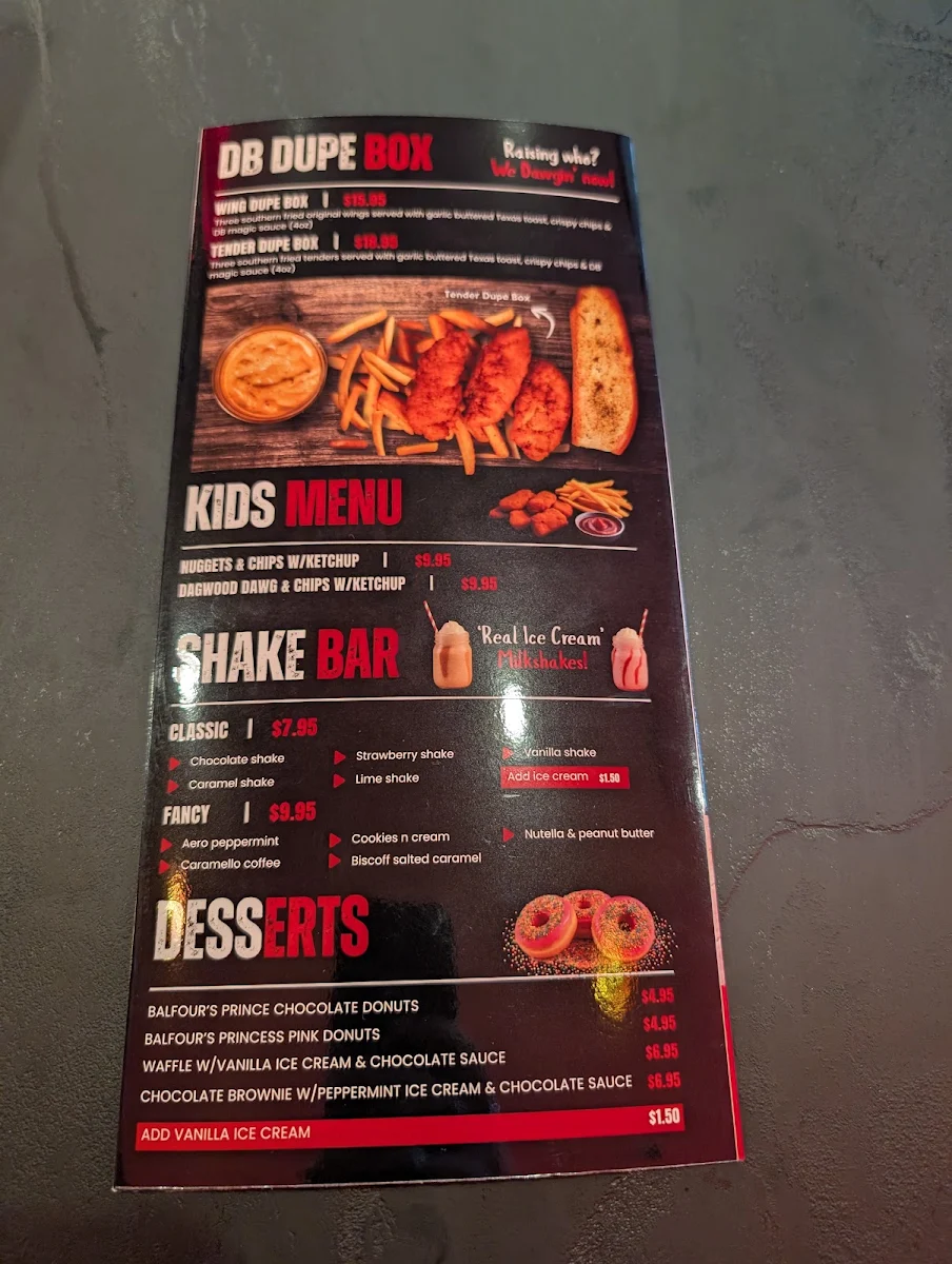 Menu, Dawg Boys Strathpine