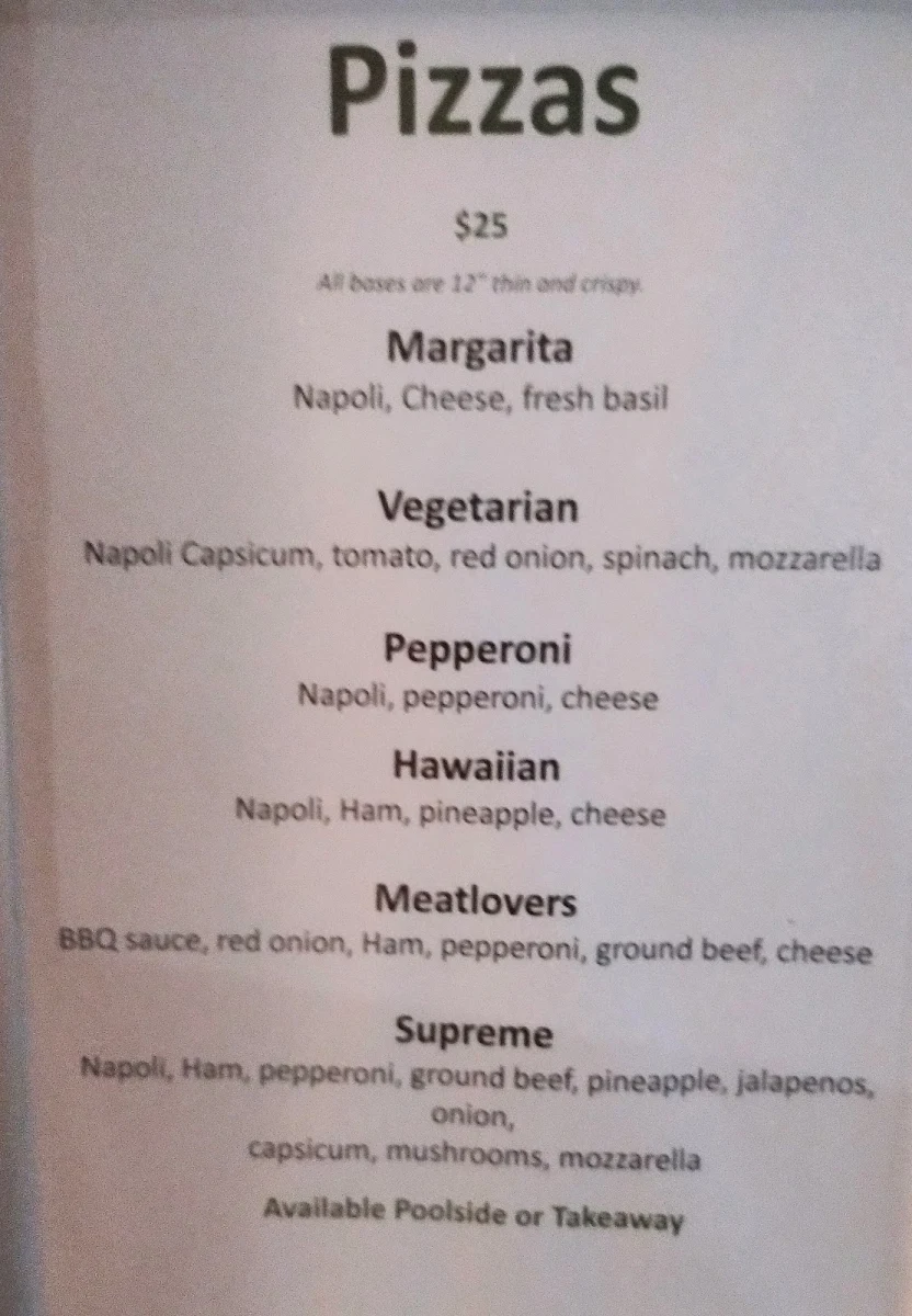 Menu, Seagulls Restaurant