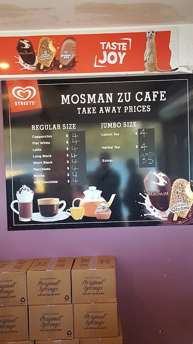 Menu, Mosman Zu Cafe
