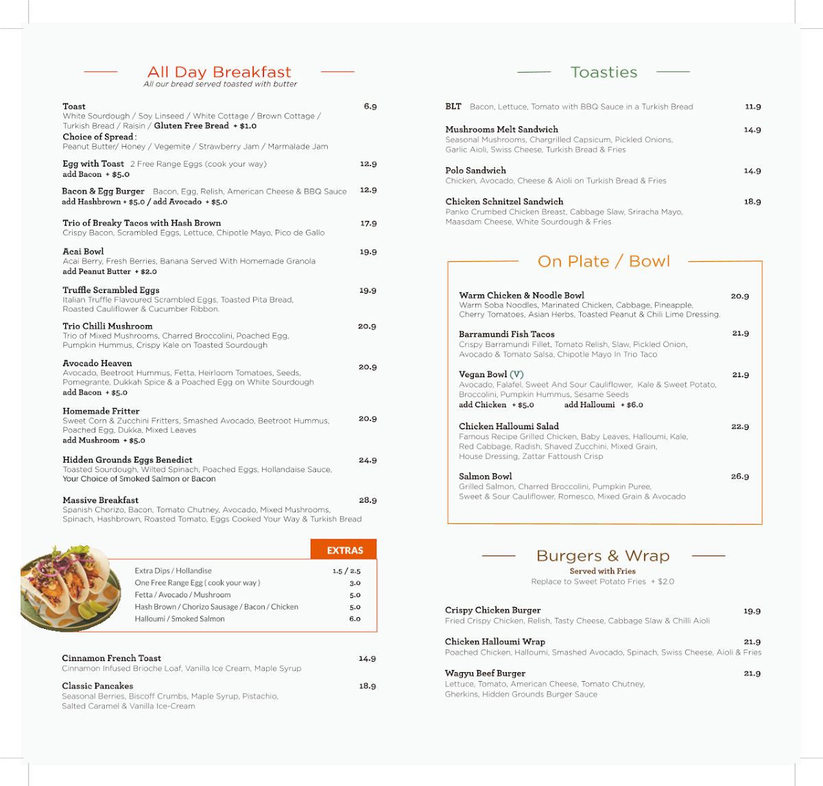Menu, Hidden Grounds Cafe , Kirrawee