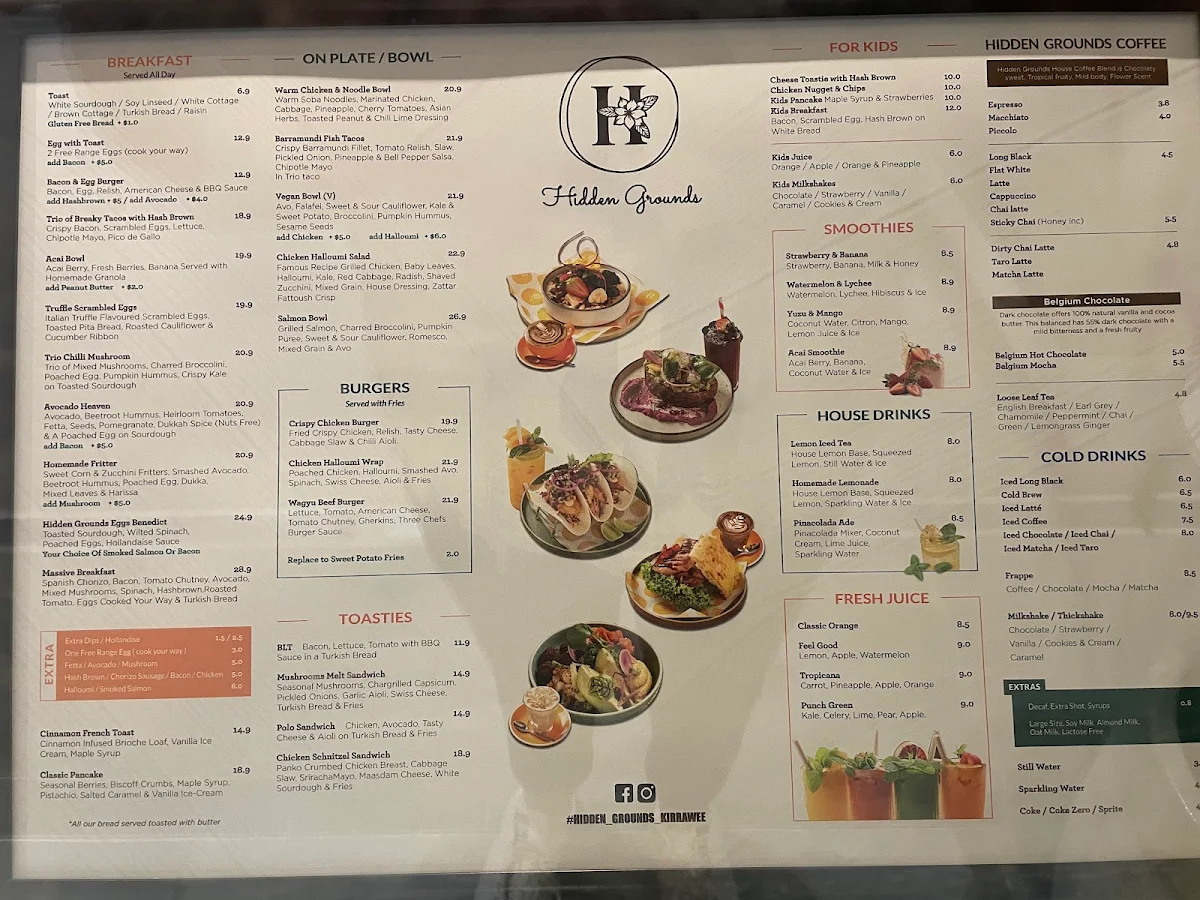 Menu, Hidden Grounds Cafe , Kirrawee