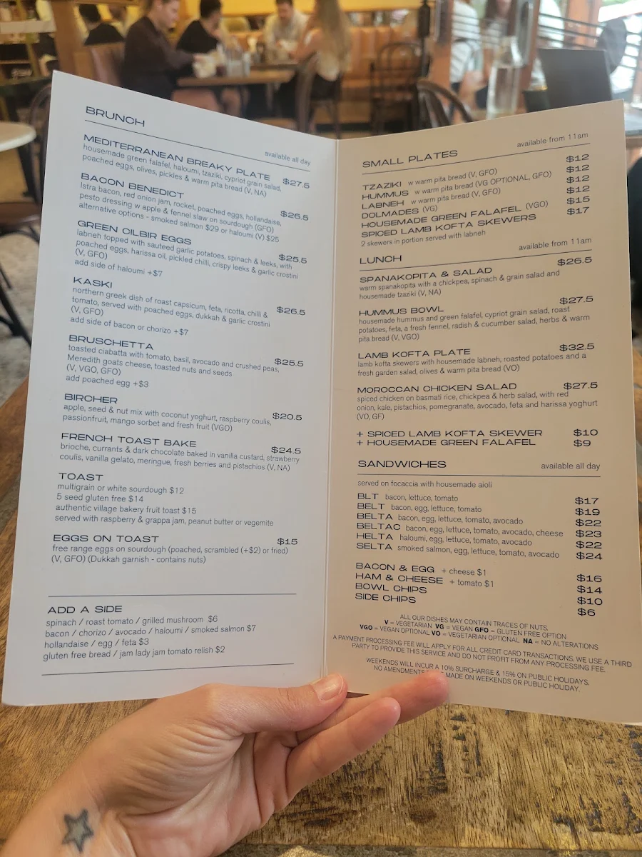 Menu, Rowena Corner Store