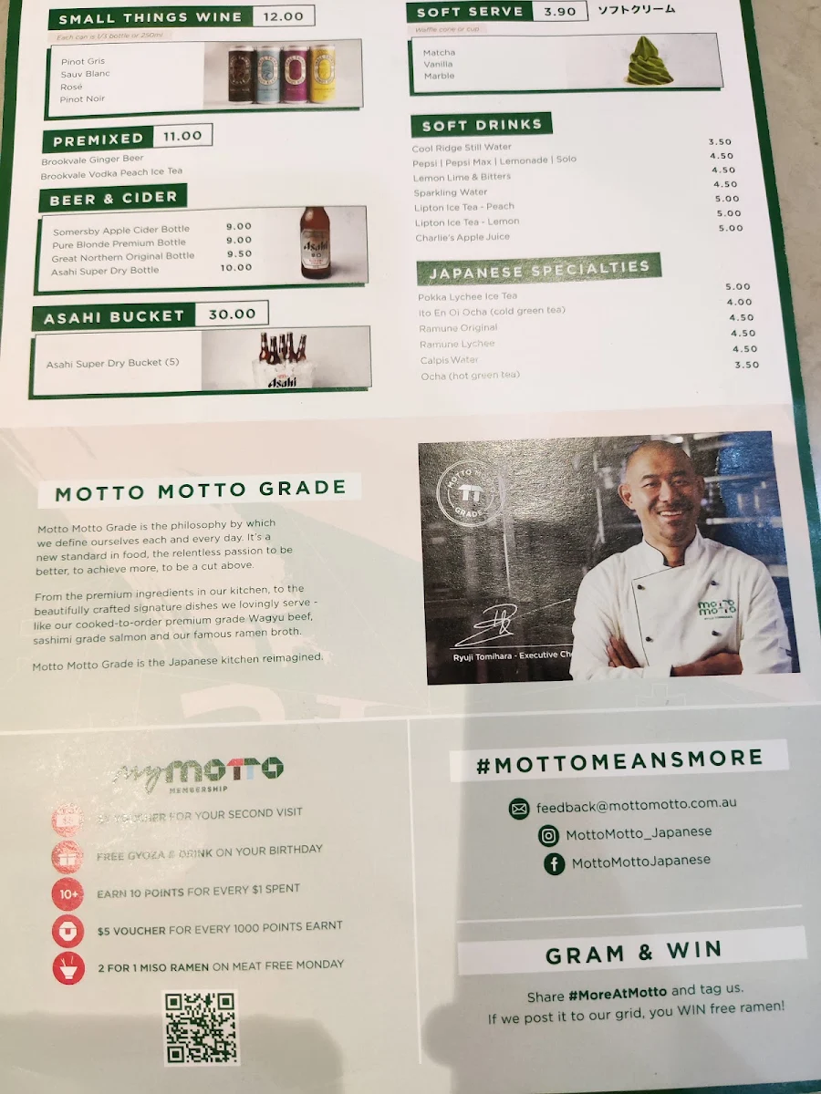 Menu, Motto Motto Japanese Kitchen - Carindale