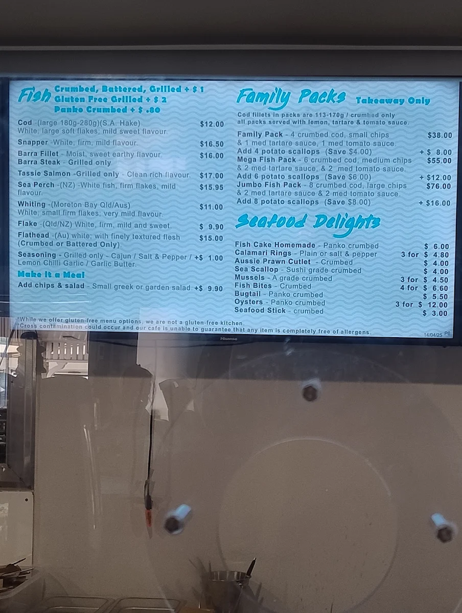 Menu, Pelican's Nest Cafe