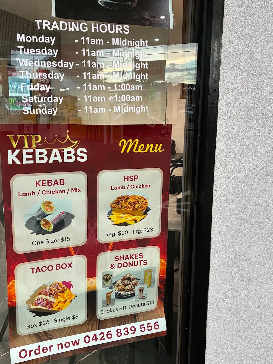 Menu, VIP KEBABS