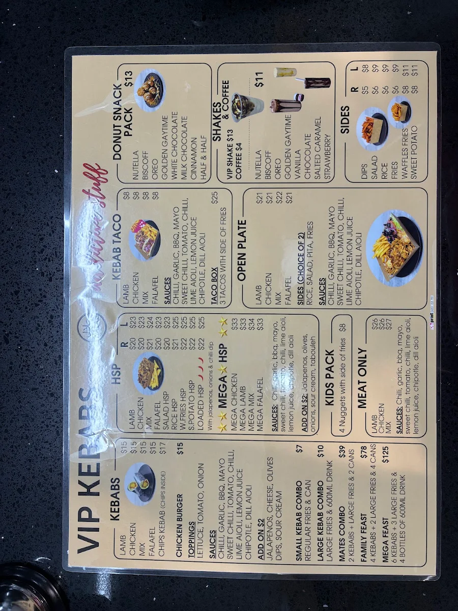 Menu, VIP KEBABS