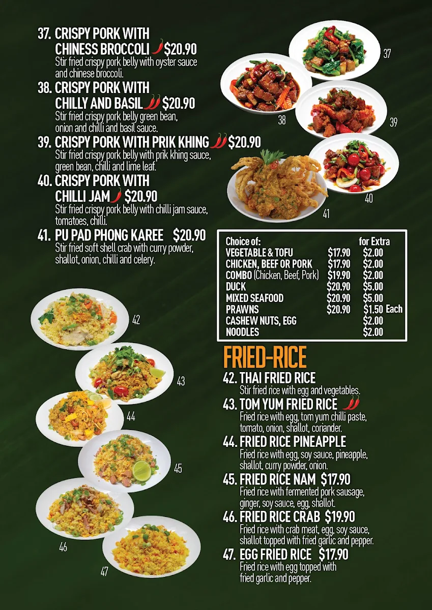 Menu, Thai Thyme Kitchen