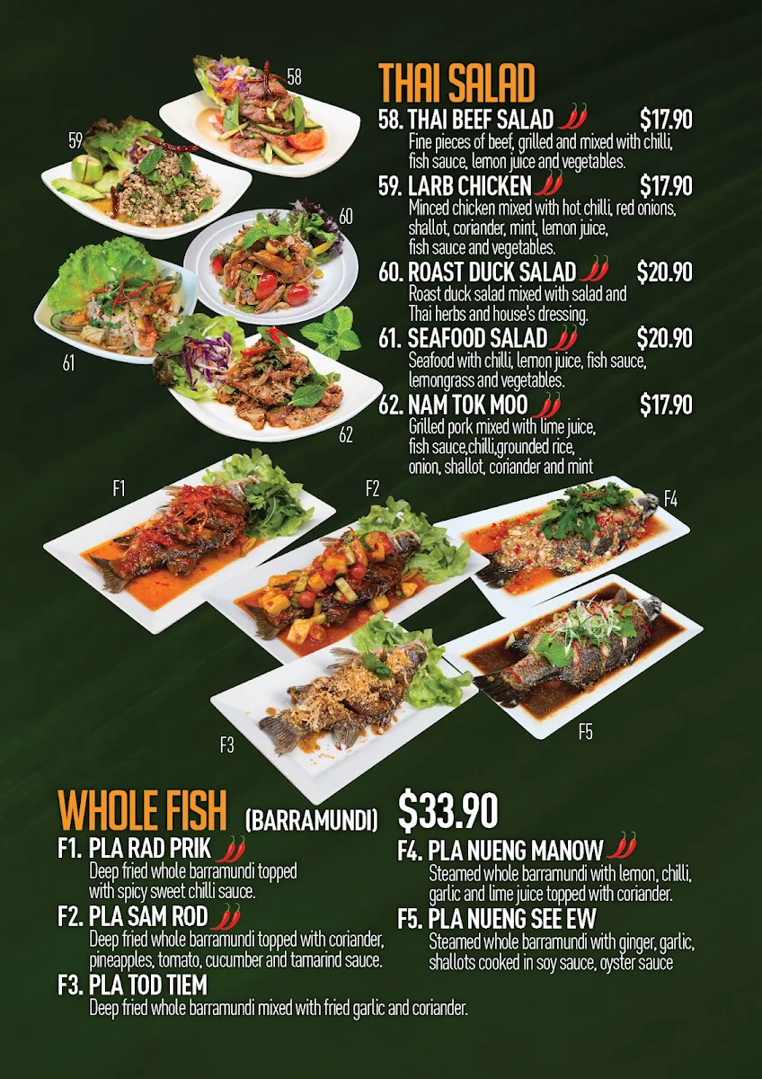 Menu, Thai Thyme Kitchen