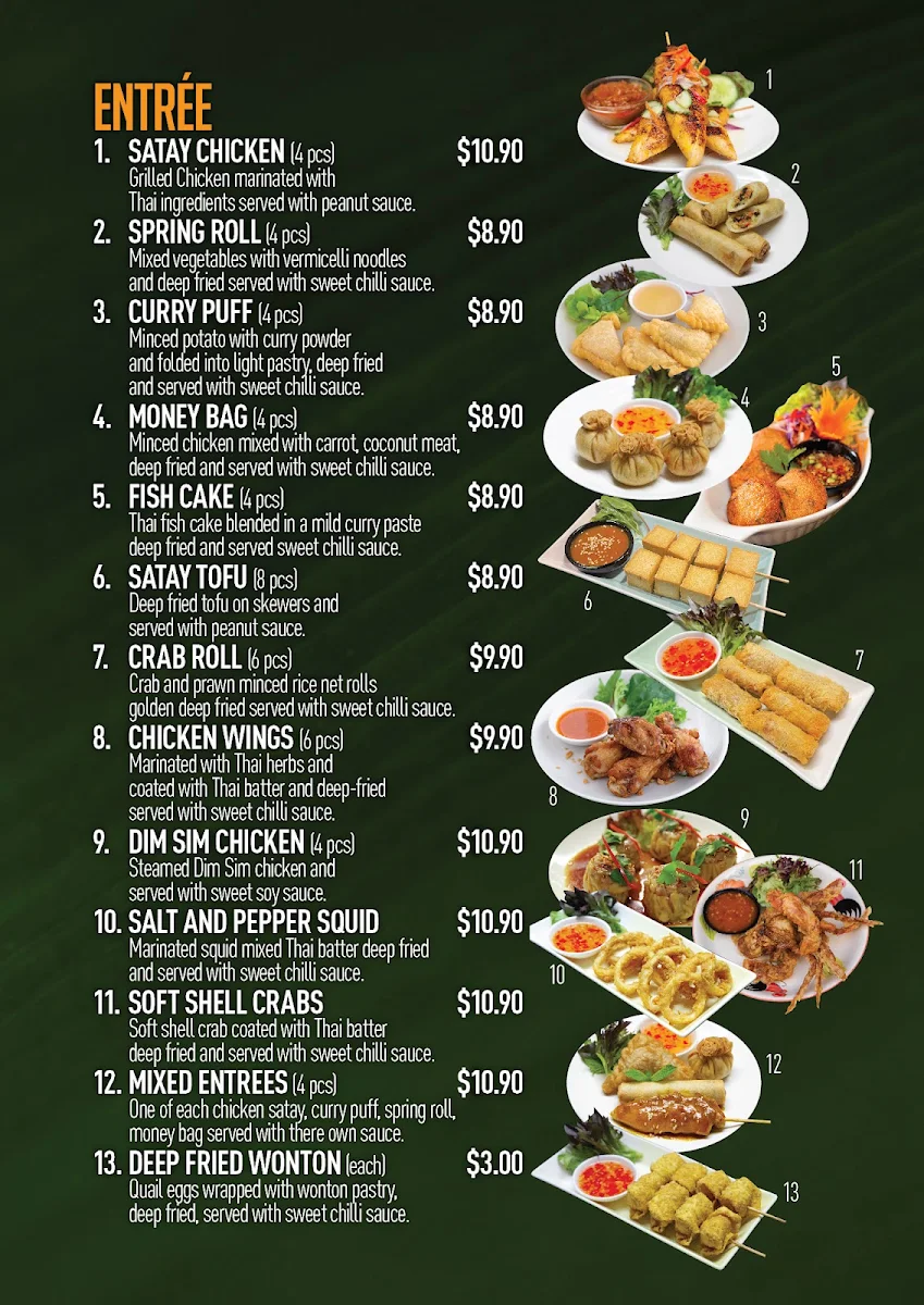Menu, Thai Thyme Kitchen