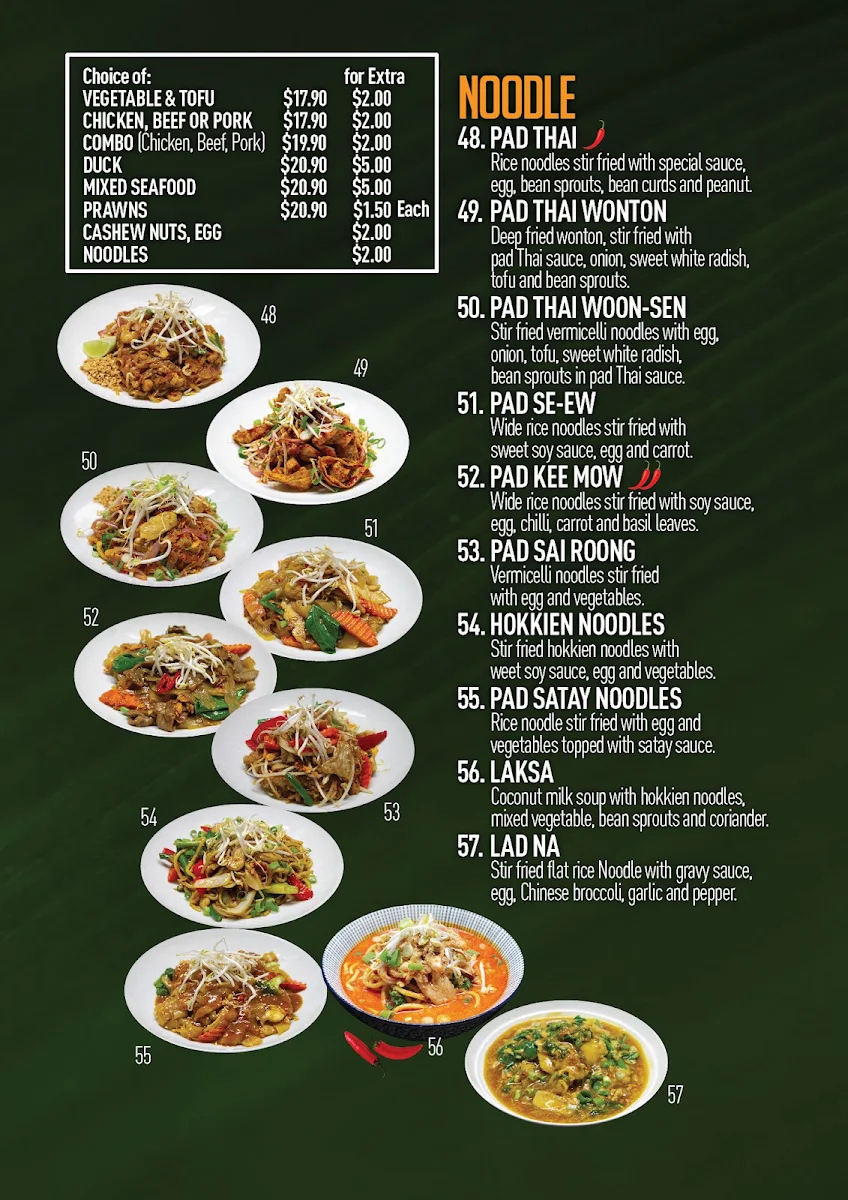 Menu, Thai Thyme Kitchen