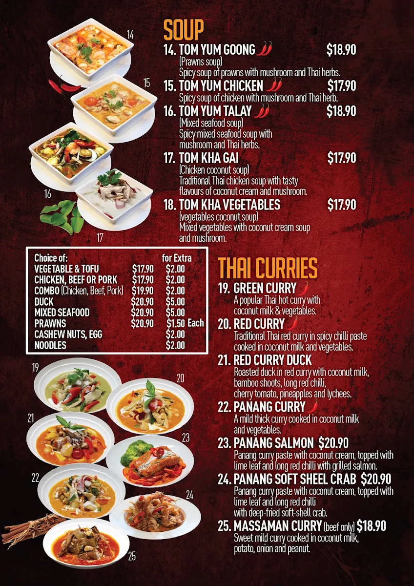 Menu, Thai Thyme Kitchen