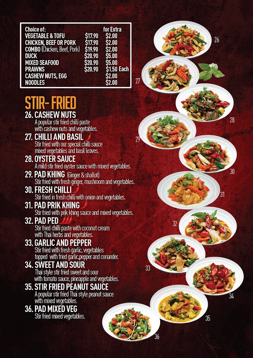 Menu, Thai Thyme Kitchen
