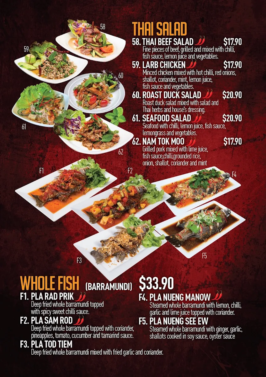 Menu, Thai Thyme Kitchen