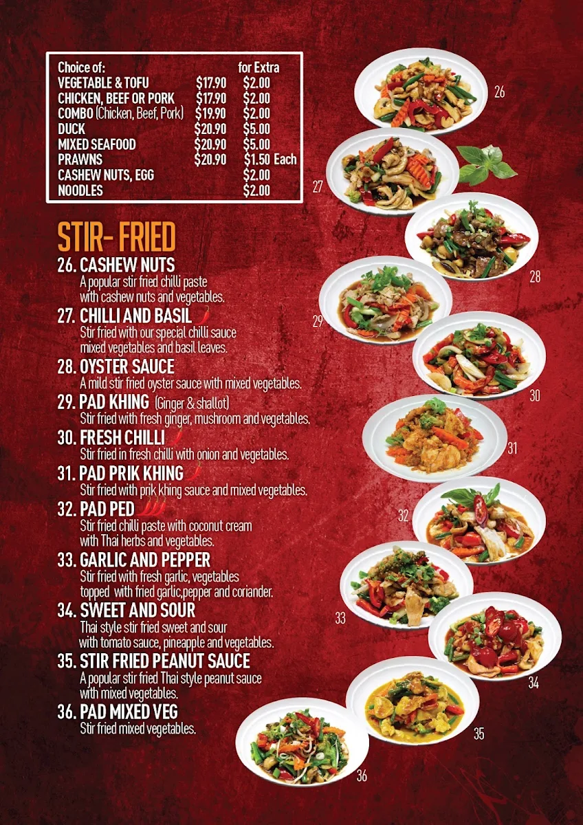 Menu, Thai Thyme Kitchen