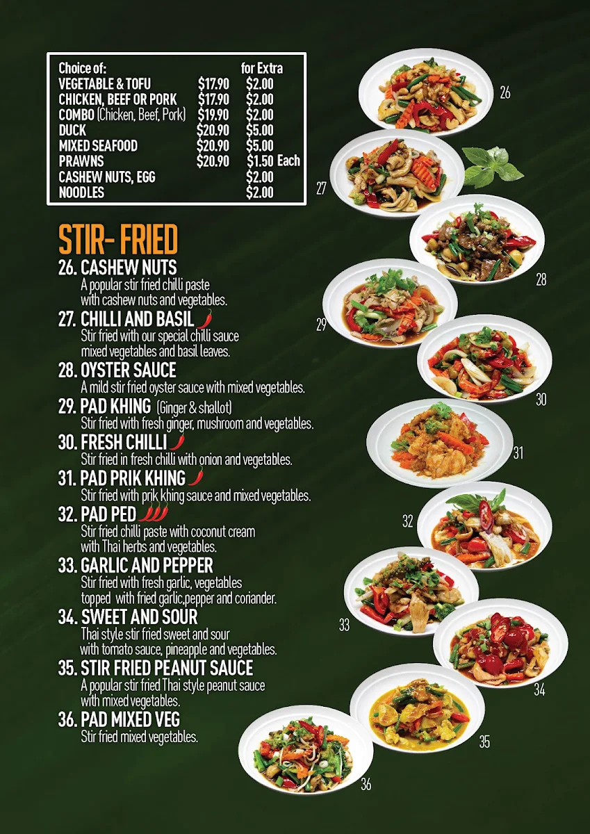 Menu, Thai Thyme Kitchen